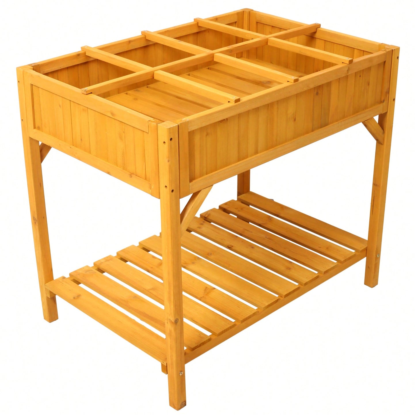 Elevated Wooden Garden Bed with Legs and 8 Dividers Ideal for Vegetables Herbs and Flowers on Deck or Patio