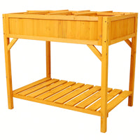 Elevated Wooden Garden Bed with Legs and 8 Dividers Ideal for Vegetables Herbs and Flowers on Deck or Patio