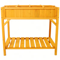 Elevated Wooden Garden Bed with Legs and 8 Dividers Ideal for Vegetables Herbs and Flowers on Deck or Patio