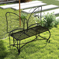 Elegant Cast Metal Butterfly Garden Bench – Stylish Outdoor Seating For Patios, Yards, Parks, And Entryways