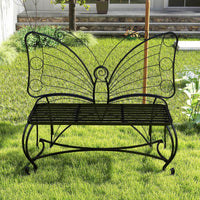 Elegant Cast Metal Butterfly Garden Bench – Stylish Outdoor Seating For Patios, Yards, Parks, And Entryways