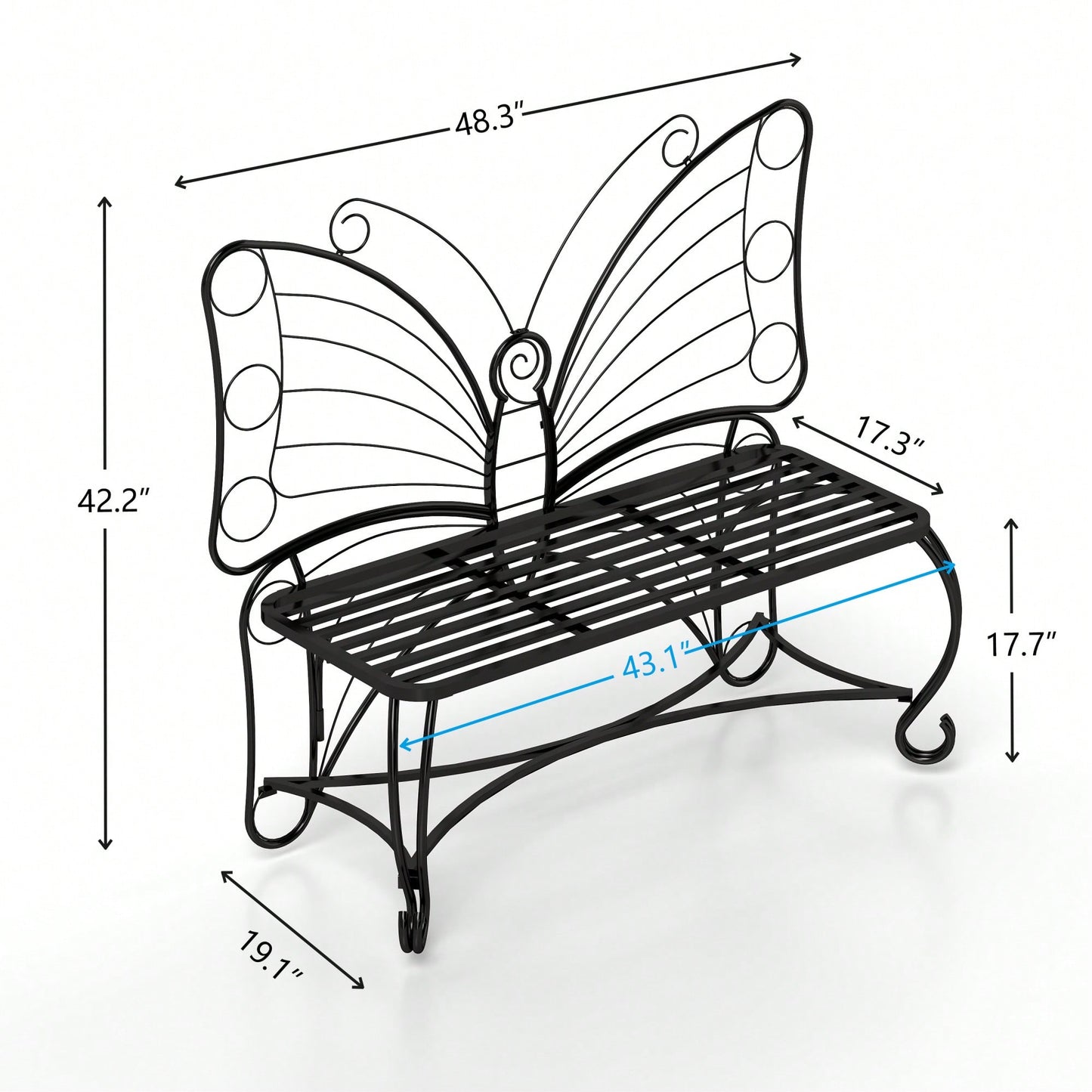 Elegant Cast Metal Butterfly Garden Bench – Stylish Outdoor Seating For Patios, Yards, Parks, And Entryways