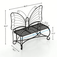 Elegant Cast Metal Butterfly Garden Bench – Stylish Outdoor Seating For Patios, Yards, Parks, And Entryways