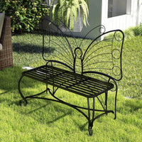 Elegant Cast Metal Butterfly Garden Bench – Stylish Outdoor Seating For Patios, Yards, Parks, And Entryways