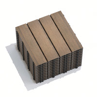 Eco-Friendly WPC Interlocking Patio Deck Tiles - Pack Of 11, 11.8" Easy DIY Water-Resistant Outdoor Flooring Solutions