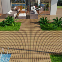 Eco-Friendly WPC Interlocking Patio Deck Tiles - Pack Of 11, 11.8" Easy DIY Water-Resistant Outdoor Flooring Solutions