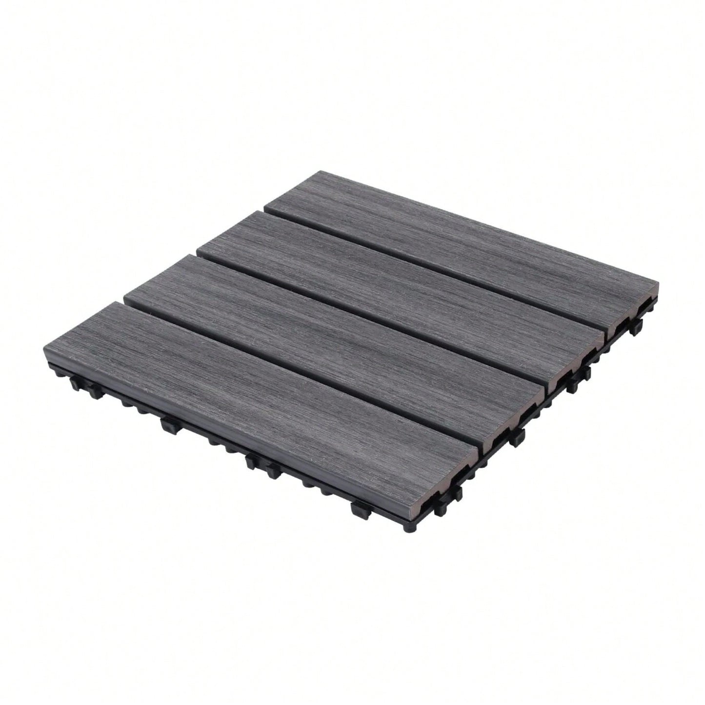 Eco-Friendly WPC Interlocking Patio Deck Tiles - Pack Of 11, 11.8" Easy DIY Water-Resistant Outdoor Flooring Solutions