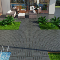 Eco-Friendly WPC Interlocking Patio Deck Tiles - Pack Of 11, 11.8" Easy DIY Water-Resistant Outdoor Flooring Solutions