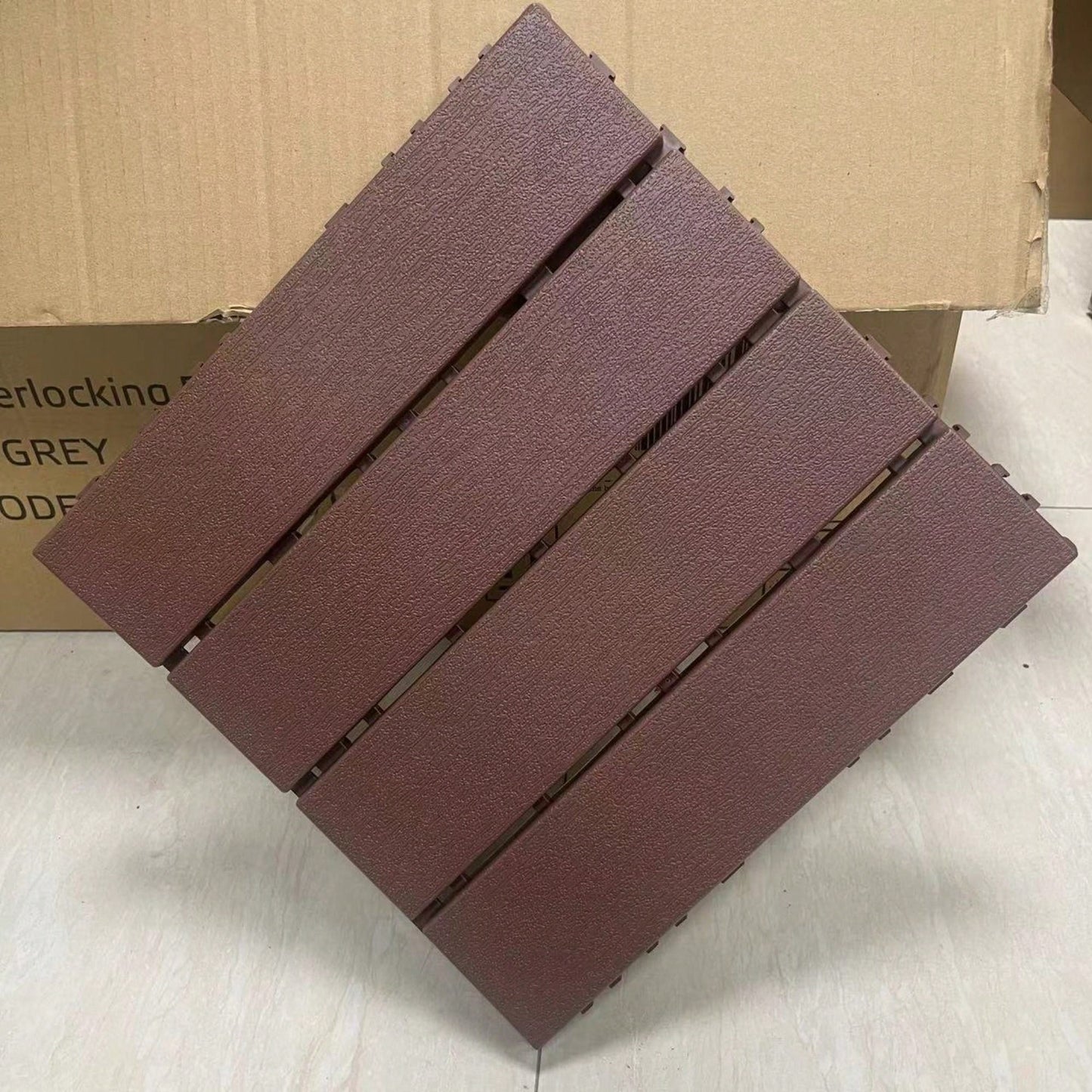 36 Pack Waterproof Plastic Interlocking Deck Tiles - 12"X12" Outdoor Flooring For Patios, Poolside, Balconies, And Backyards, Brown Color