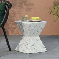 Elegant Symmetric Side Table With Unique Speckle Design For Modern Living Spaces