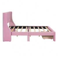 Elegant Velvet Upholstered Full-Size Storage Bed With Large Drawer - Pink