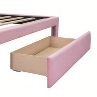 Elegant Velvet Upholstered Full-Size Storage Bed With Large Drawer - Pink