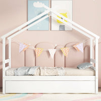 Cozy Twin Size House-Shaped Bed With Trundle In Grey For Kids' Rooms