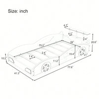 Car-Shaped Twin Bed With Wheels - Colorful Wooden Race Car Design For Teens