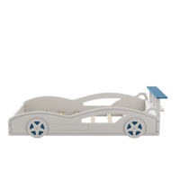 Car-Shaped Twin Bed With Wheels - Colorful Wooden Race Car Design For Teens