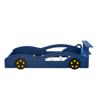 Car-Shaped Twin Bed With Wheels - Colorful Wooden Race Car Design For Teens
