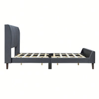 Elegant Full-Size Velvet Upholstered Platform Bed In Gray - Stylish Comfort For Any Bedroom