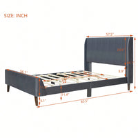Elegant Full-Size Velvet Upholstered Platform Bed In Gray - Stylish Comfort For Any Bedroom
