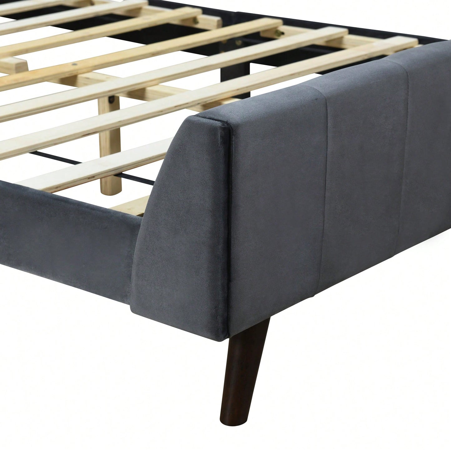 Elegant Full-Size Velvet Upholstered Platform Bed In Gray - Stylish Comfort For Any Bedroom