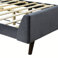 Elegant Full-Size Velvet Upholstered Platform Bed In Gray - Stylish Comfort For Any Bedroom