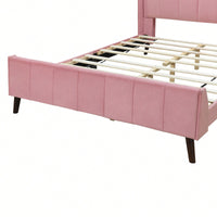 Elegant Beige Velvet Queen Size Upholstered Platform Bed For Luxurious Bedroom Decor