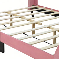 Elegant Beige Velvet Queen Size Upholstered Platform Bed For Luxurious Bedroom Decor