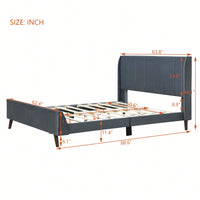 Elegant Beige Velvet Queen Size Upholstered Platform Bed For Luxurious Bedroom Decor