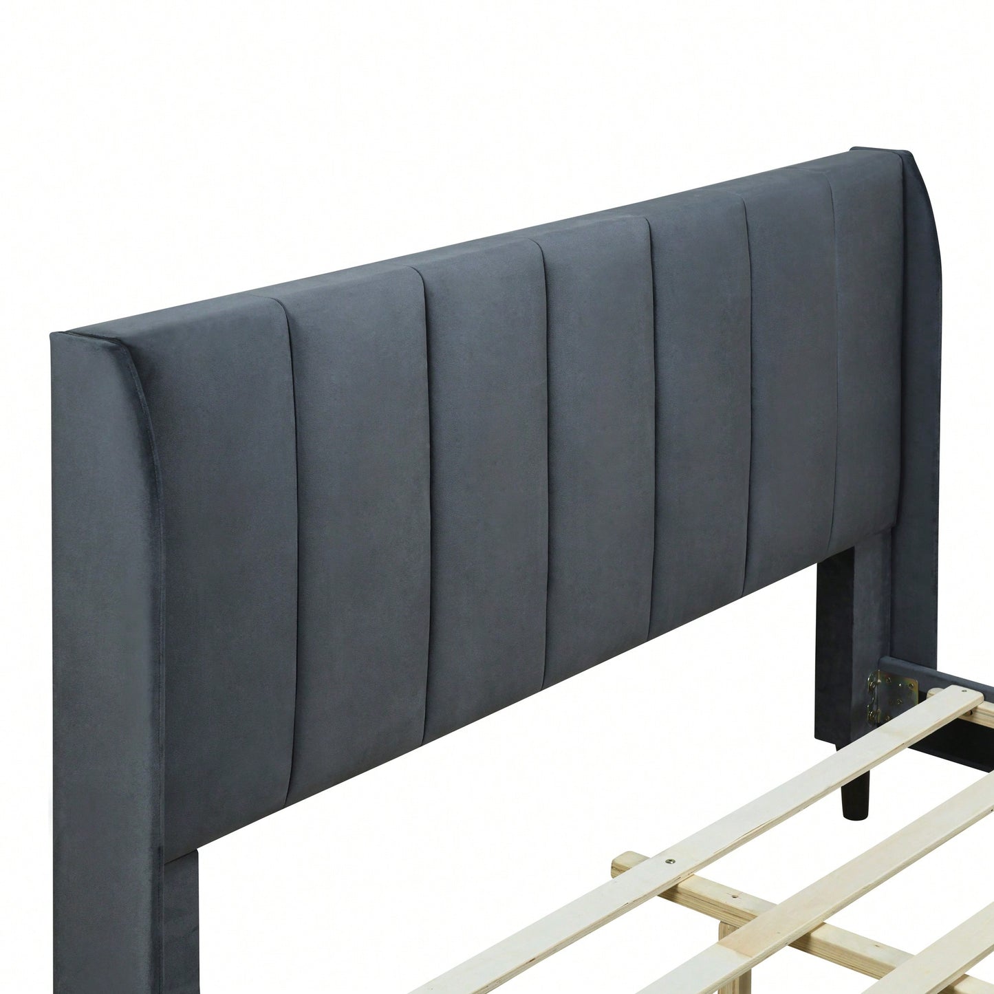 Elegant Beige Velvet Queen Size Upholstered Platform Bed For Luxurious Bedroom Decor