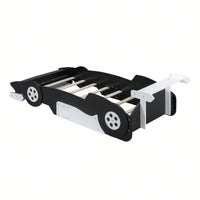 Racing-Inspired Twin Size Platform Bed With Wheels - Sleek Black Design