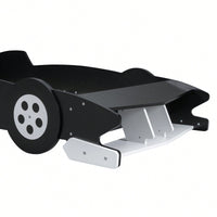 Racing-Inspired Twin Size Platform Bed With Wheels - Sleek Black Design