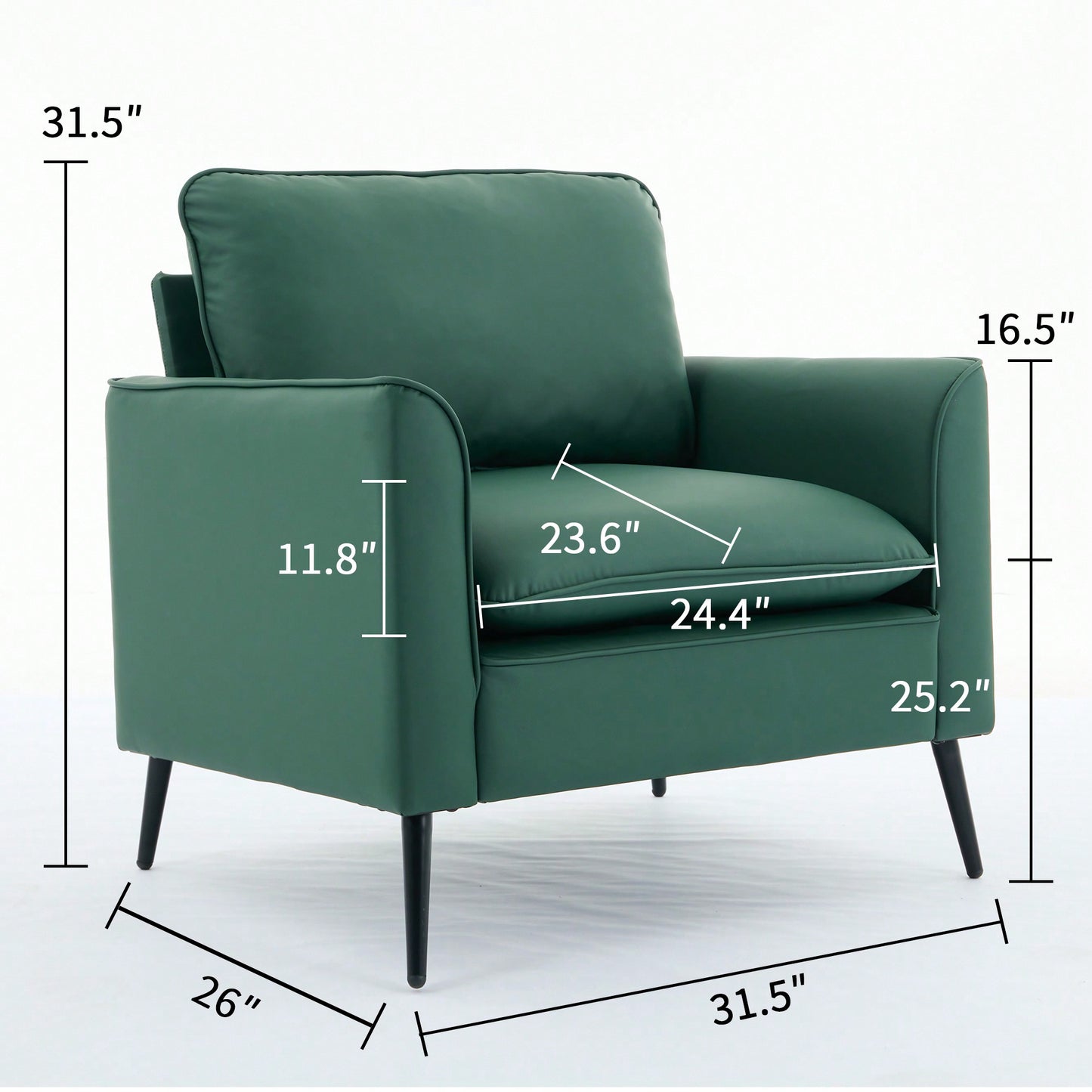 Elegant Green Cat Paw Leather Sofa Stylish Nordic Retro Chair for Living Room Balcony Bedroom