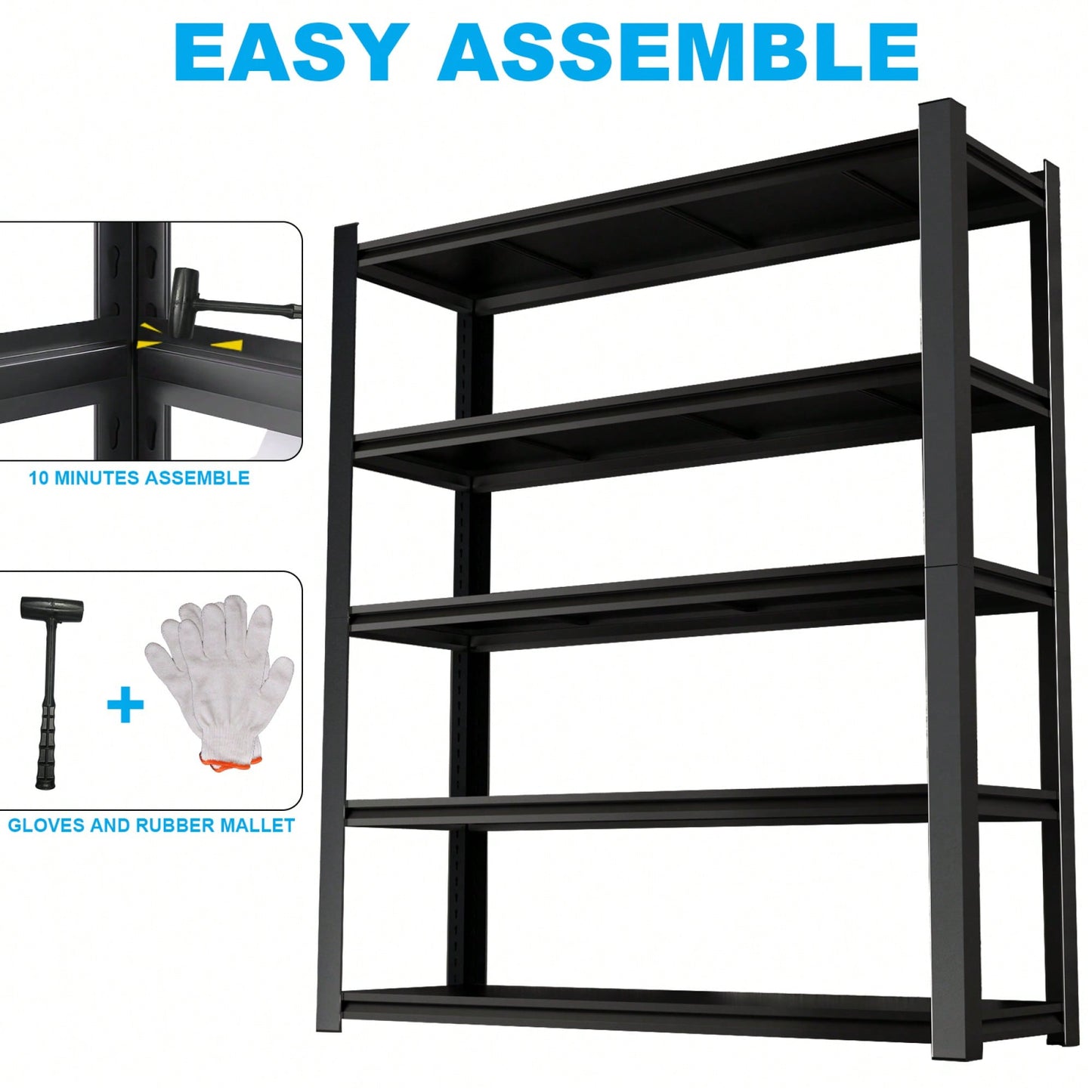 72-Inch Tall Black Metal Shelving Unit With 5 Adjustable Dividers - High Capacity Storage Solution For Garages, Kitchens, And Offices