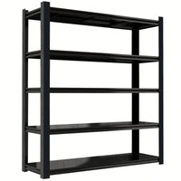 72-Inch Tall Black Metal Shelving Unit With 5 Adjustable Dividers - High Capacity Storage Solution For Garages, Kitchens, And Offices