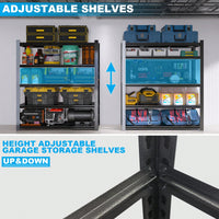 72-Inch Tall Black Metal Shelving Unit With 5 Adjustable Dividers - High Capacity Storage Solution For Garages, Kitchens, And Offices