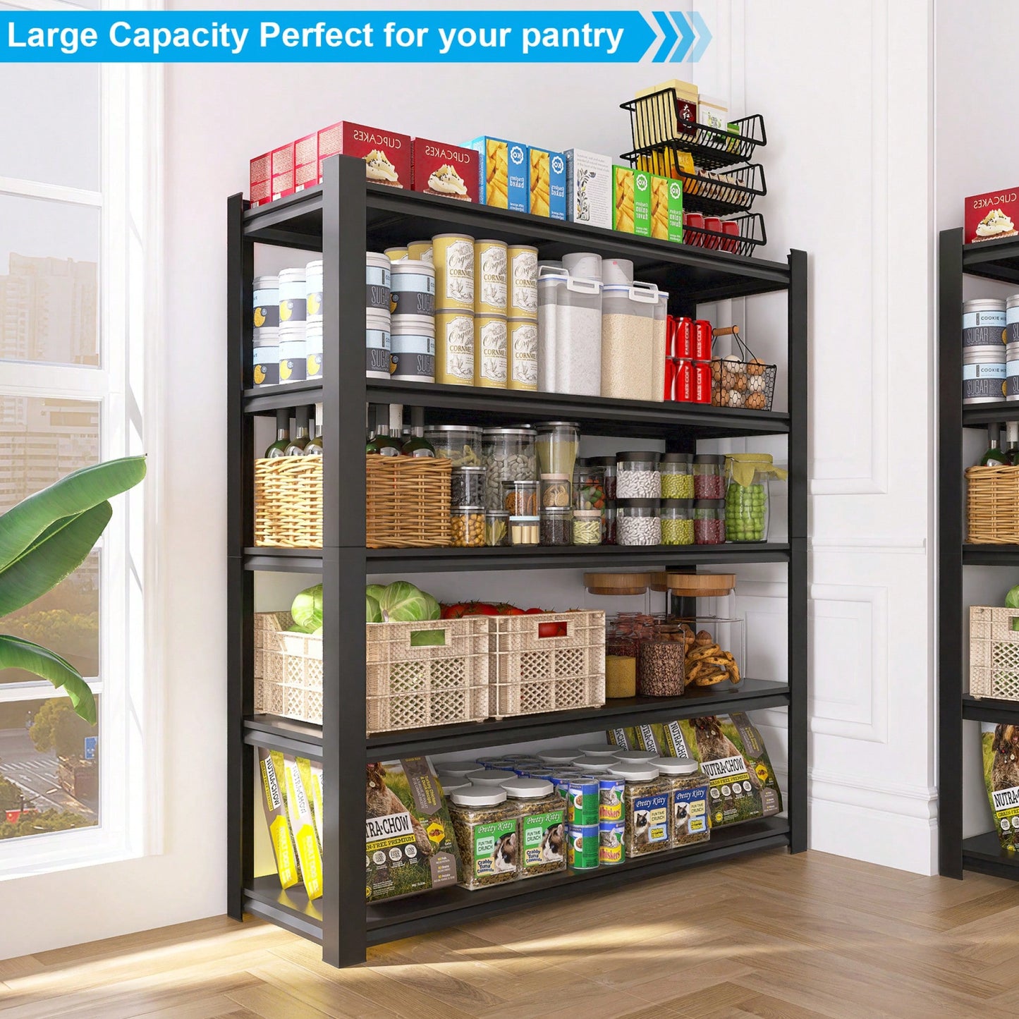 72-Inch Tall Black Metal Shelving Unit With 5 Adjustable Dividers - High Capacity Storage Solution For Garages, Kitchens, And Offices