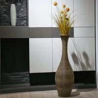 Elegant 39-Inch Beige Rattan Floor Vase for Living Room Entryway or Hallway Perfect for Dried or Silk Flowers