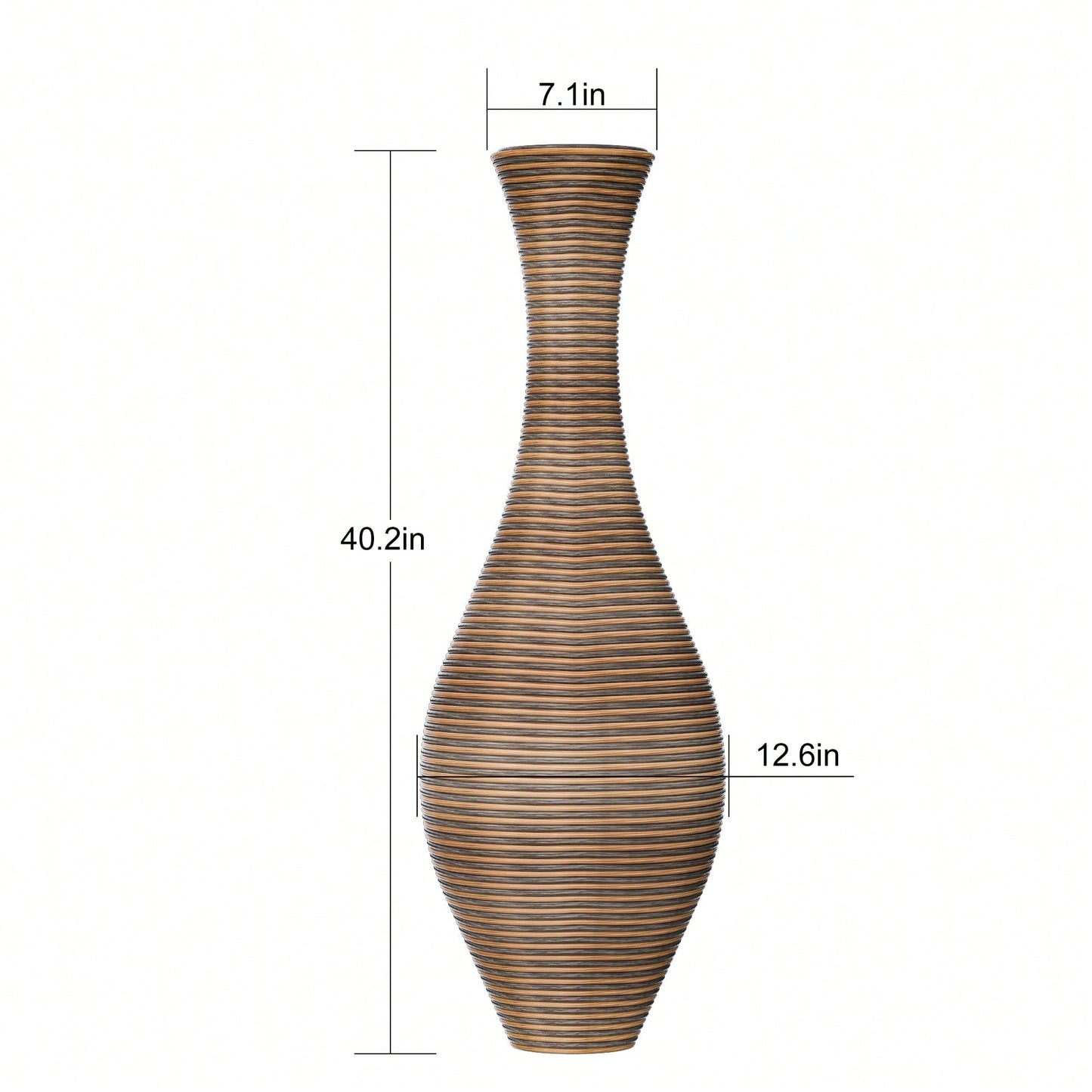 Elegant 39-Inch Beige Rattan Floor Vase for Living Room Entryway or Hallway Perfect for Dried or Silk Flowers