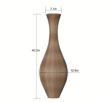 Elegant 39-Inch Beige Rattan Floor Vase for Living Room Entryway or Hallway Perfect for Dried or Silk Flowers