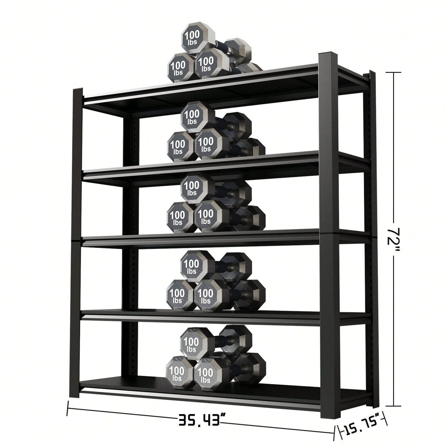 Versatile 15.75-Inch Wide Black Metal Shelves With 5 Removable Dividers - Heavy Duty Storage Solution For Garage, Kitchen, And Office