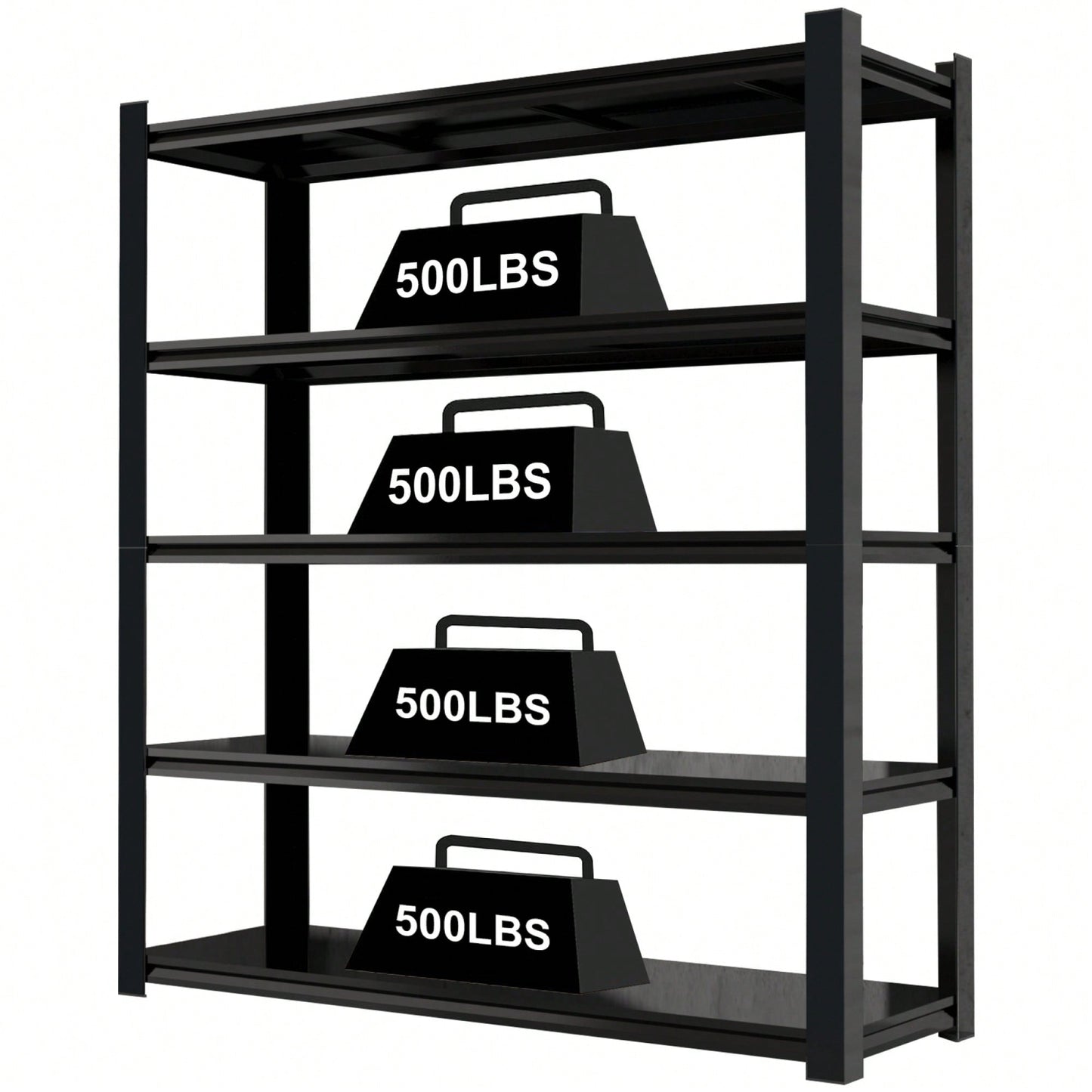 Versatile 15.75-Inch Wide Black Metal Shelves With 5 Removable Dividers - Heavy Duty Storage Solution For Garage, Kitchen, And Office