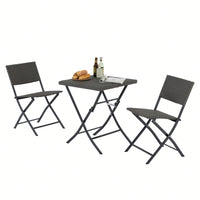 Foldable 3-Piece Rattan Bistro Set for Outdoor Patio Garden Balcony All-Weather Furniture