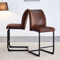 Set Of 2 Stylish Brown Chairs With Suede Cushions And Sleek Black Metal Legs – Perfect For Dining Room, Kitchen, Terrace, Or Guest Office