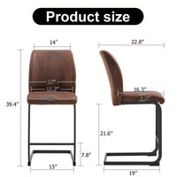 Set Of 2 Stylish Brown Chairs With Suede Cushions And Sleek Black Metal Legs – Perfect For Dining Room, Kitchen, Terrace, Or Guest Office