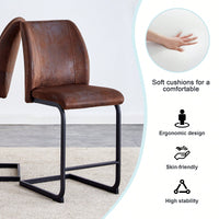 Set Of 2 Stylish Brown Chairs With Suede Cushions And Sleek Black Metal Legs – Perfect For Dining Room, Kitchen, Terrace, Or Guest Office