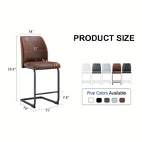 Set Of 2 Stylish Brown Chairs With Suede Cushions And Sleek Black Metal Legs – Perfect For Dining Room, Kitchen, Terrace, Or Guest Office