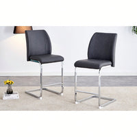 Stylish Set Of 2 Small Chairs With Silver-Plated Metal Legs For Dining Room, Kitchen, Terrace, And Office Use