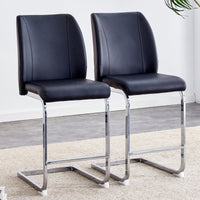 Stylish Set Of 2 Small Chairs With Silver-Plated Metal Legs For Dining Room, Kitchen, Terrace, And Office Use