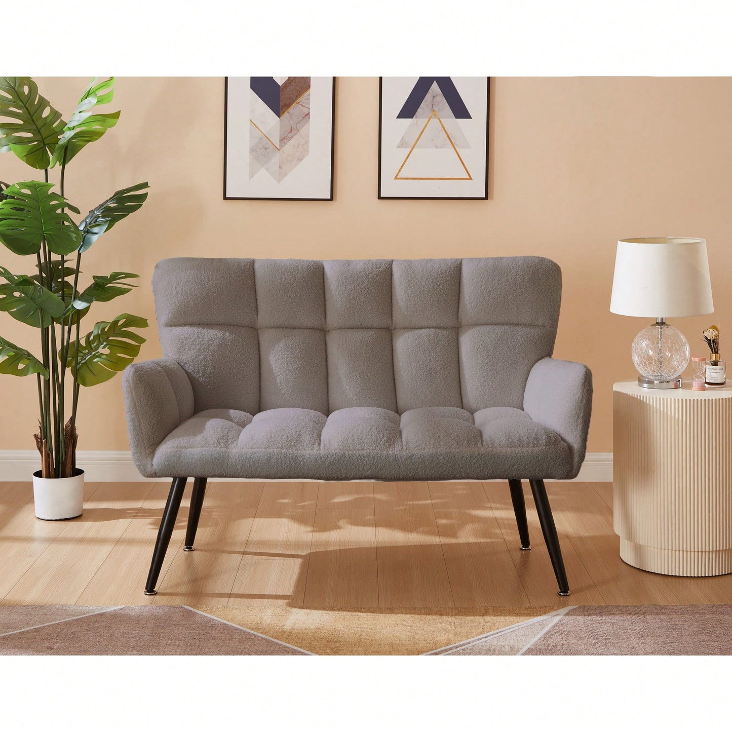 Cozy Small Loveseat Sofa With Quilted Backs For Living Room, Bedroom, And Compact Spaces - Elegant White Design