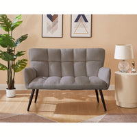 Cozy Small Loveseat Sofa With Quilted Backs For Living Room, Bedroom, And Compact Spaces - Elegant White Design