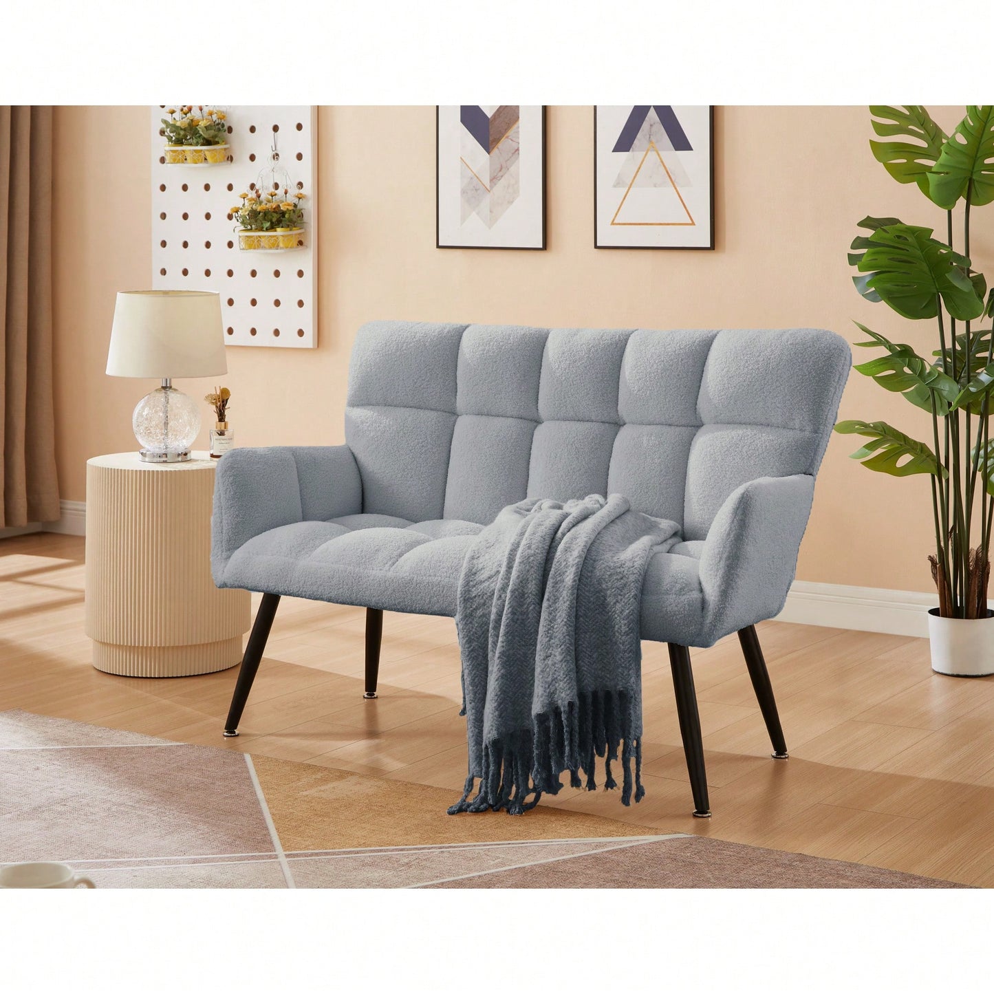 Cozy Small Loveseat Sofa With Quilted Backs For Living Room, Bedroom, And Compact Spaces - Elegant White Design